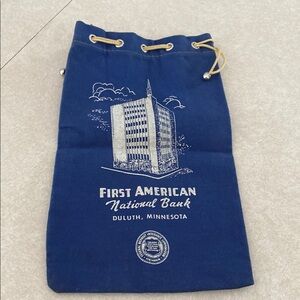 Blue Drawstring Bag with Bank Logo